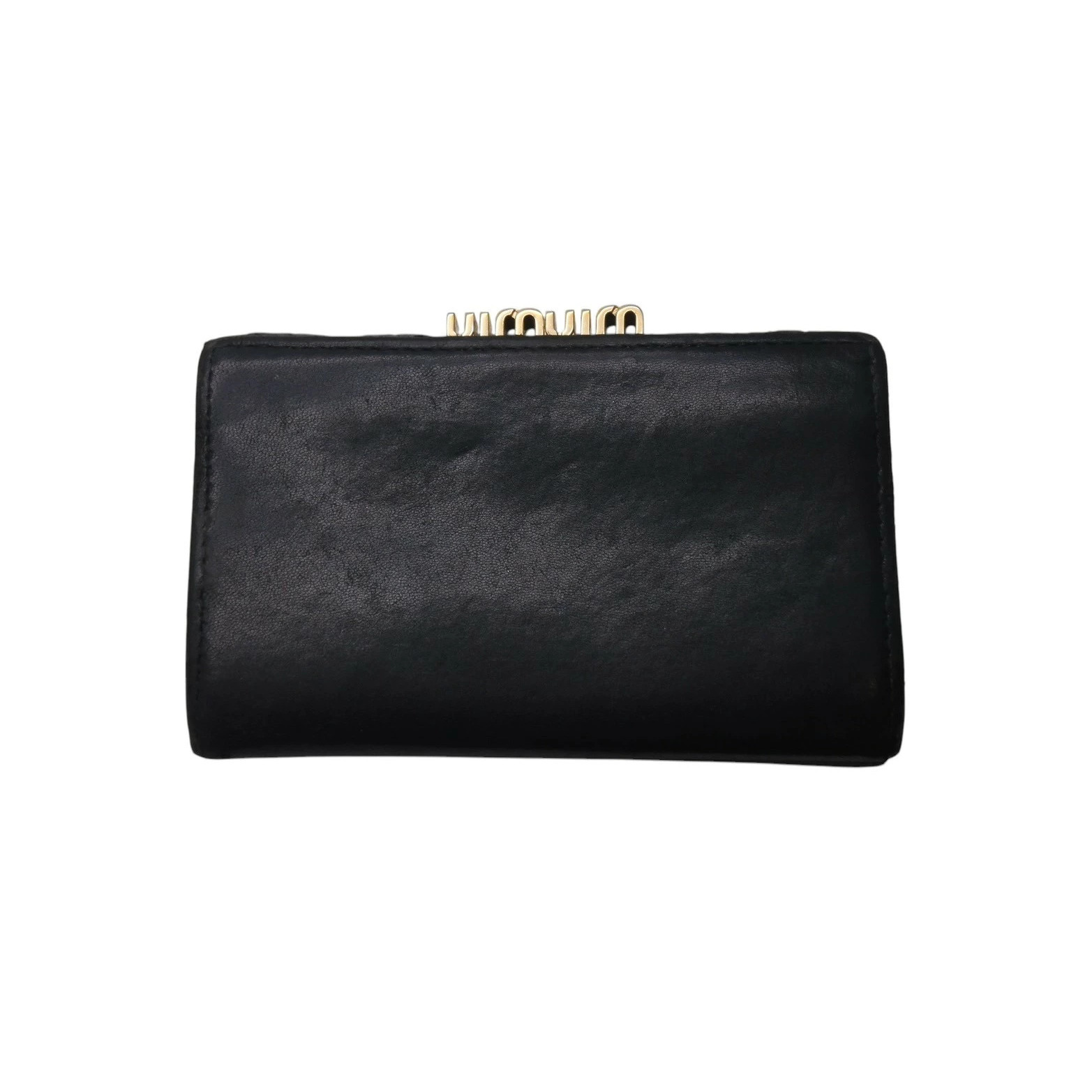 Miu Miu Matelasse Tri Fold Wallet Compact Leather Black